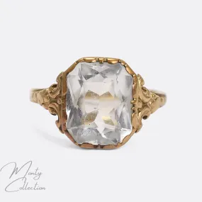Edwardian 2.68ct Aquamarine Scrolled Shoulders Solitaire Ring