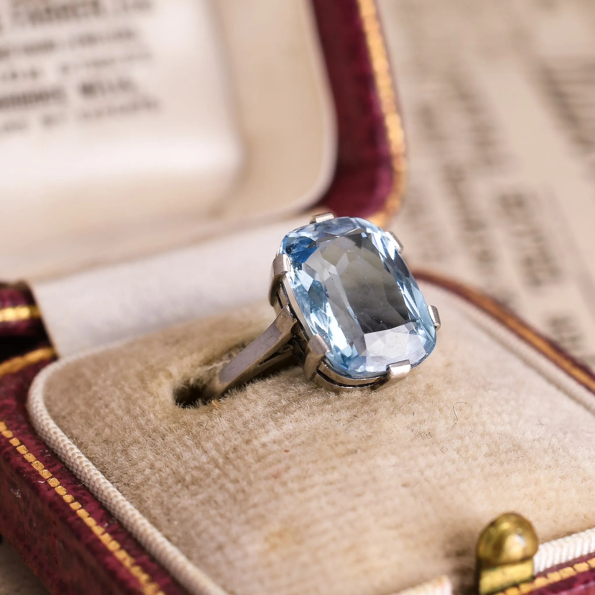 Edwardian 3.7ct Aquamarine Platinum Solitaire Ring