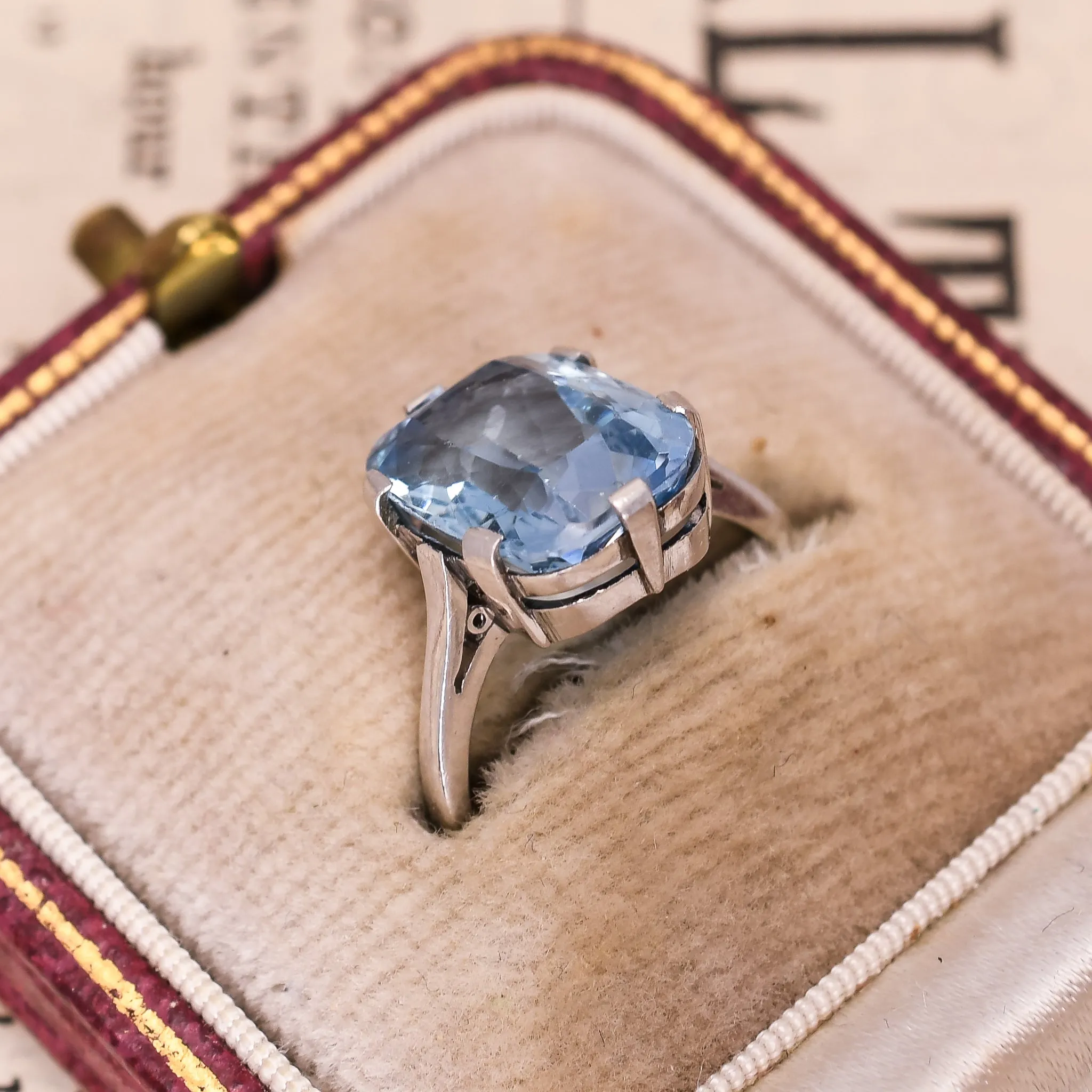 Edwardian 3.7ct Aquamarine Platinum Solitaire Ring
