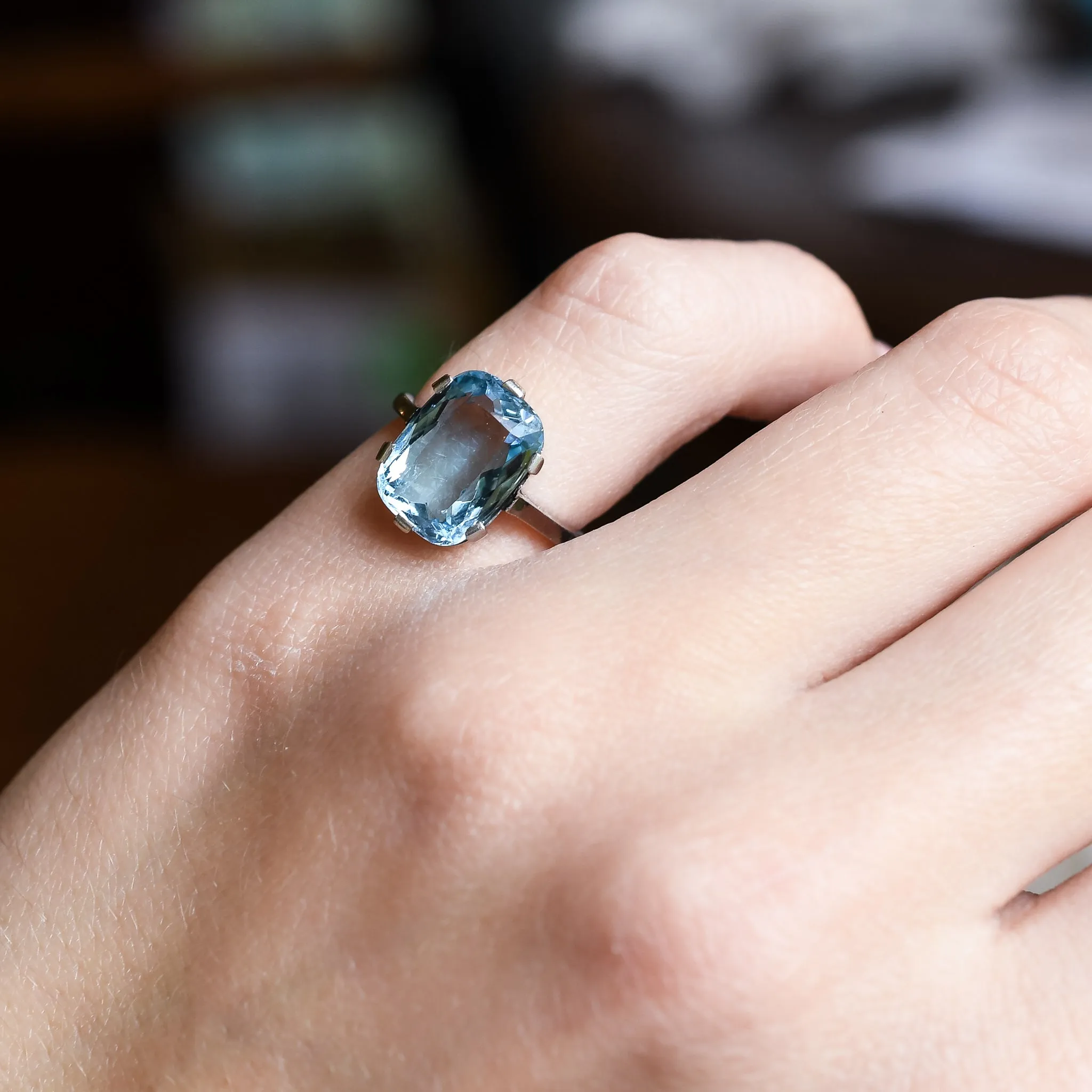 Edwardian 3.7ct Aquamarine Platinum Solitaire Ring