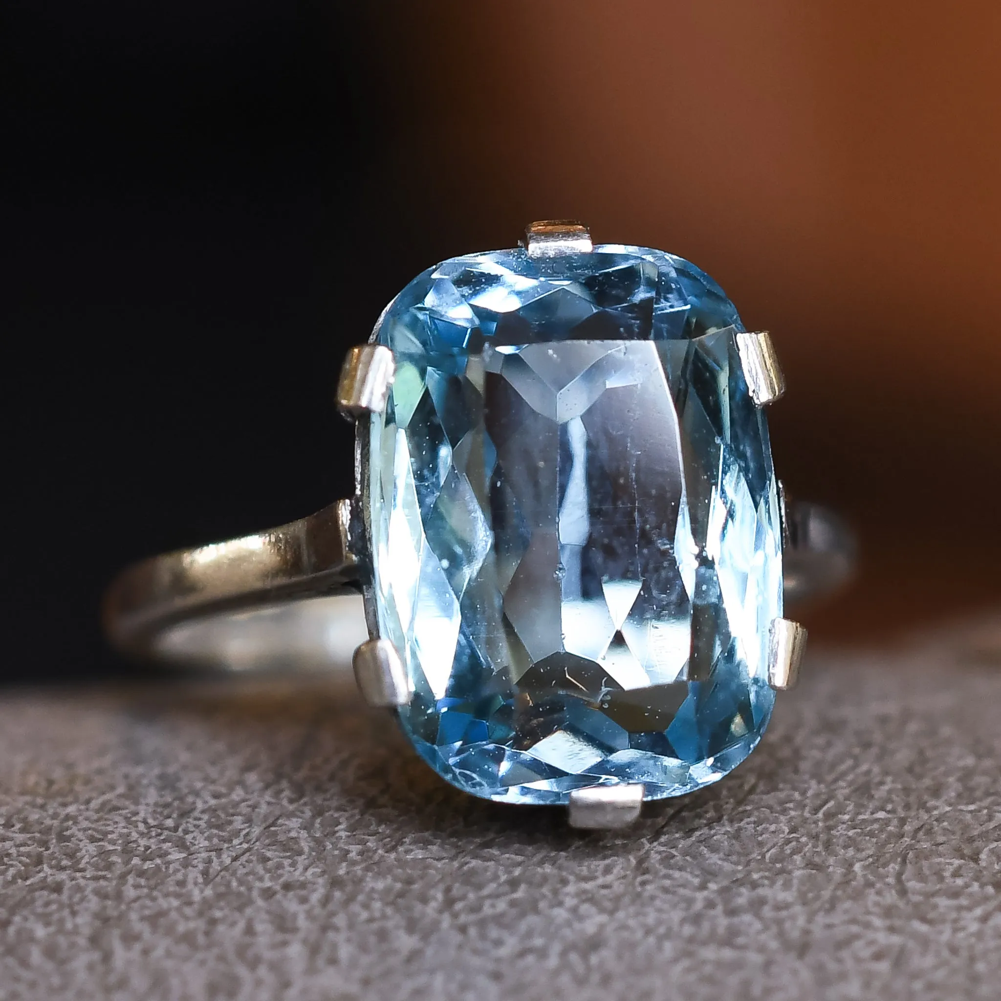 Edwardian 3.7ct Aquamarine Platinum Solitaire Ring