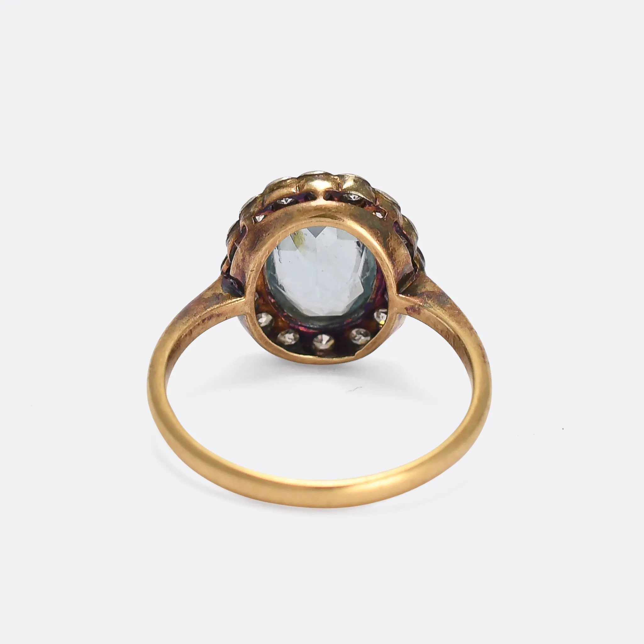 Edwardian Aquamarine & Diamond Flower Cluster Ring