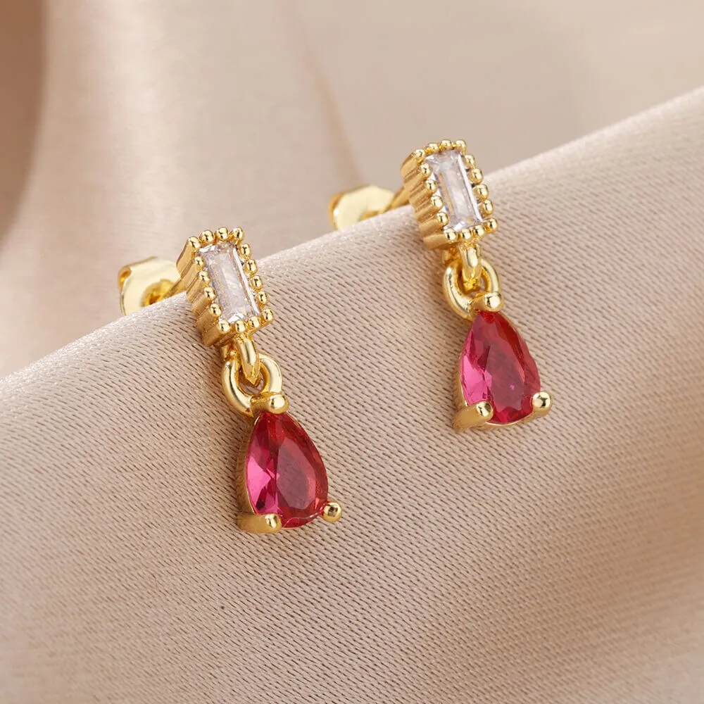 Elegant Colorful Crystal Dangle Earring For Women