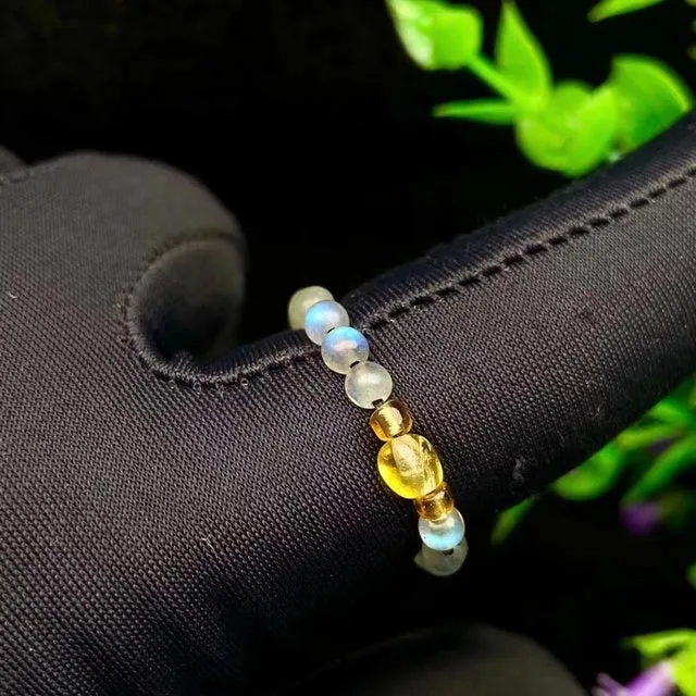 Eloise - Drop-Dead natural stone labradorite moonstone ring for Spring