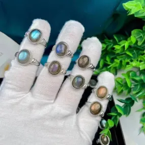 Eloise - Drop-Dead natural stone labradorite moonstone ring for Spring
