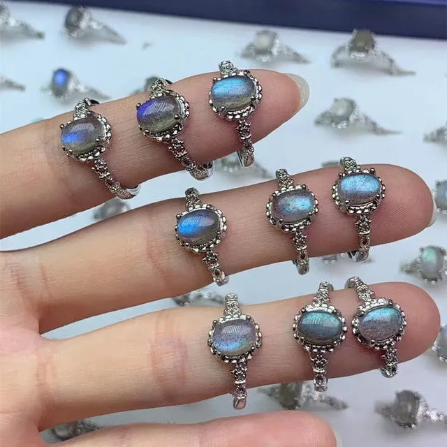 Eloise - Drop-Dead natural stone labradorite moonstone ring for Spring