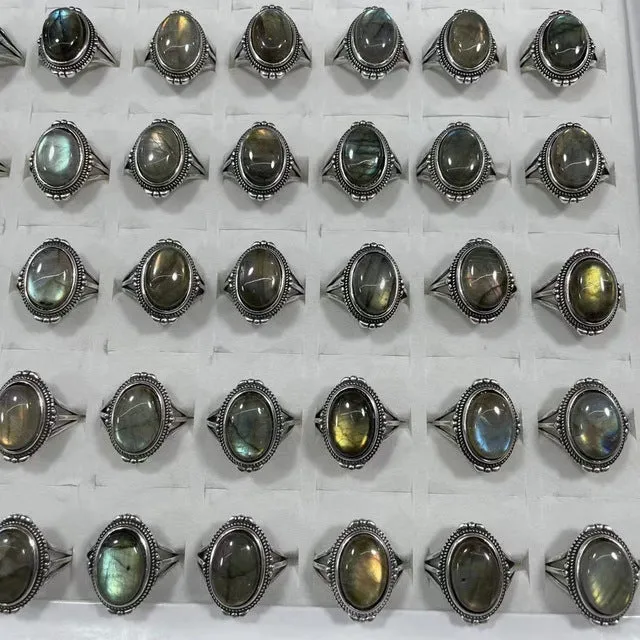 Eloise - Drop-Dead natural stone labradorite moonstone ring for Spring