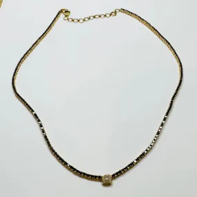 emerald cut white diamond on black diamond tennis necklace