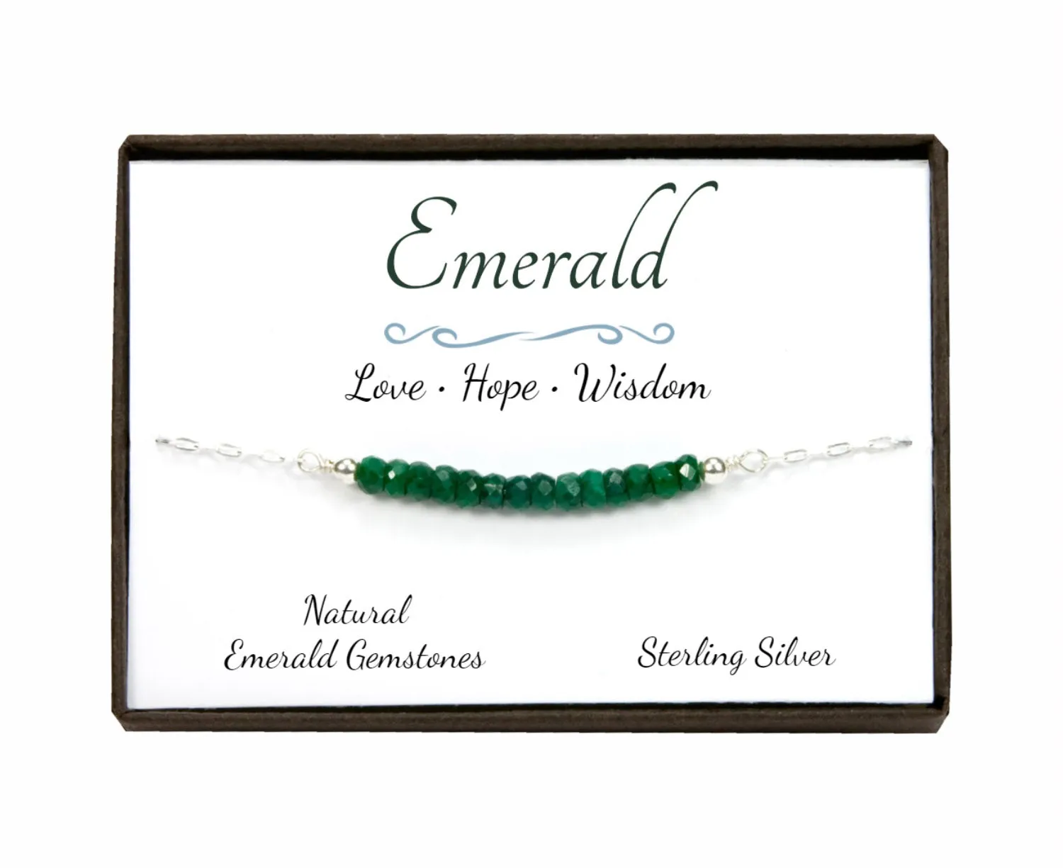 Emerald Gemstone Sterling Silver Bracelet