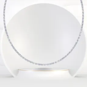 Emerald Shape East to West Natural Diamond Tennis Necklace 14K Solid Gold