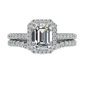 Emerald Shaped Diamond Wedding Ring Set