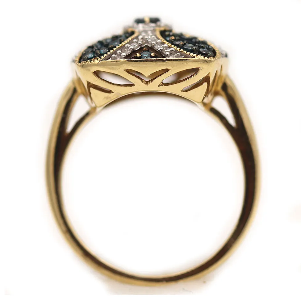 Estate 1980s Irradiated Blue Diamond Cocktail Ring