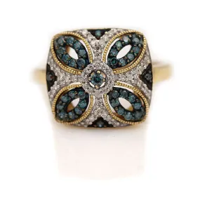 Estate 1980s Irradiated Blue Diamond Cocktail Ring
