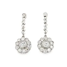 Estate Art Deco Diamond Earrings, Platinum