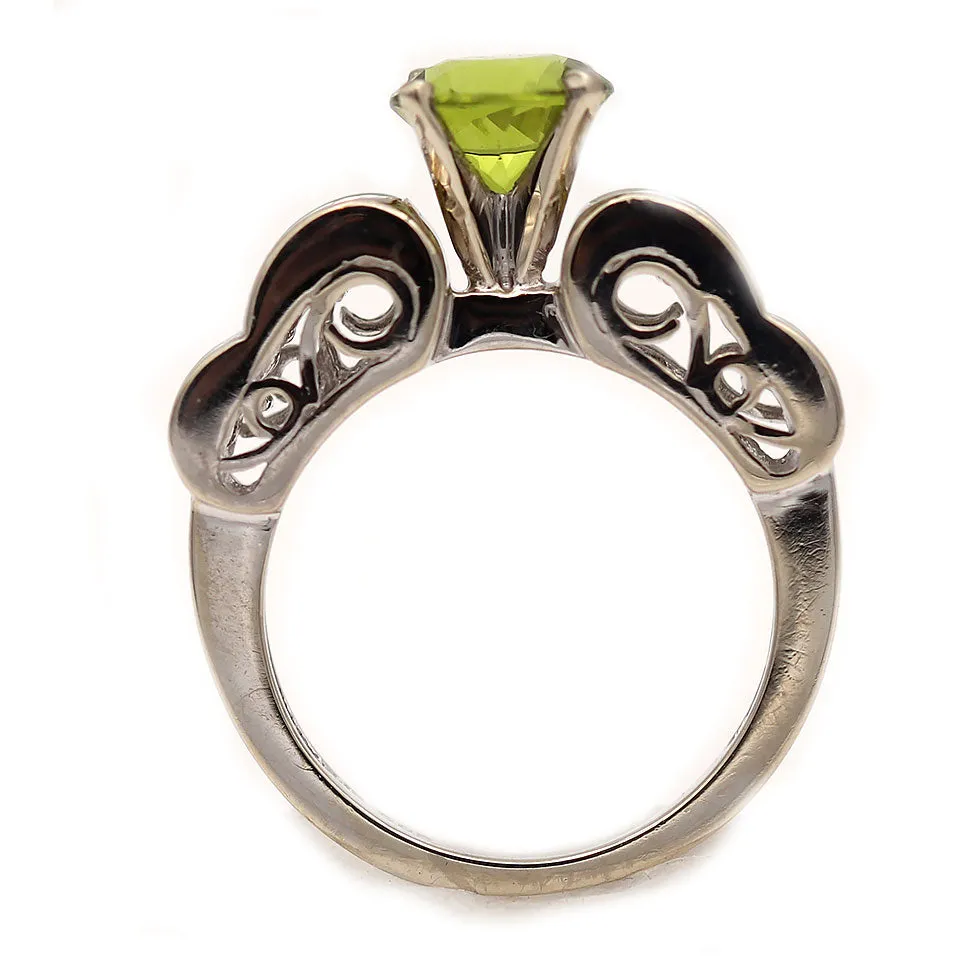 Estate Peridot and Princess Cut Diamond Engagement Ring 1.60 Ct