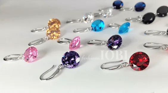 Exotic Gold Naked IOBI Crystals Silver Drill Earrings - 10mm for Woman