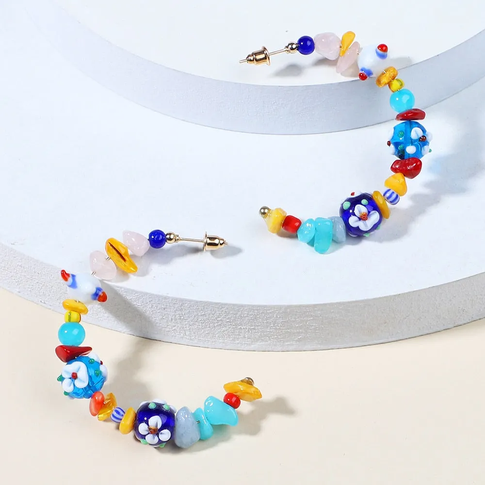 Fashion Colorful Handmade Circle Hoop Earrings For Women