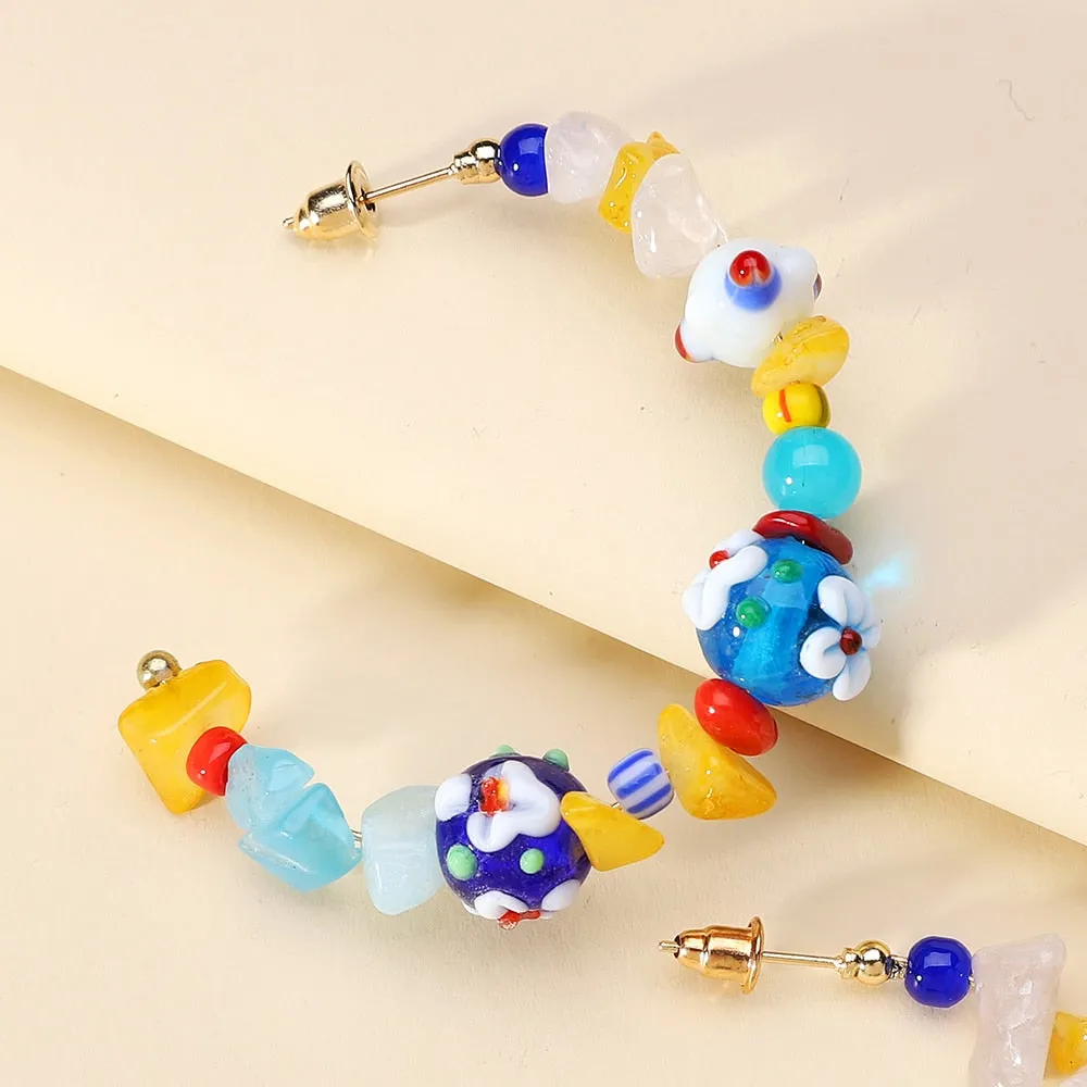 Fashion Colorful Handmade Circle Hoop Earrings For Women