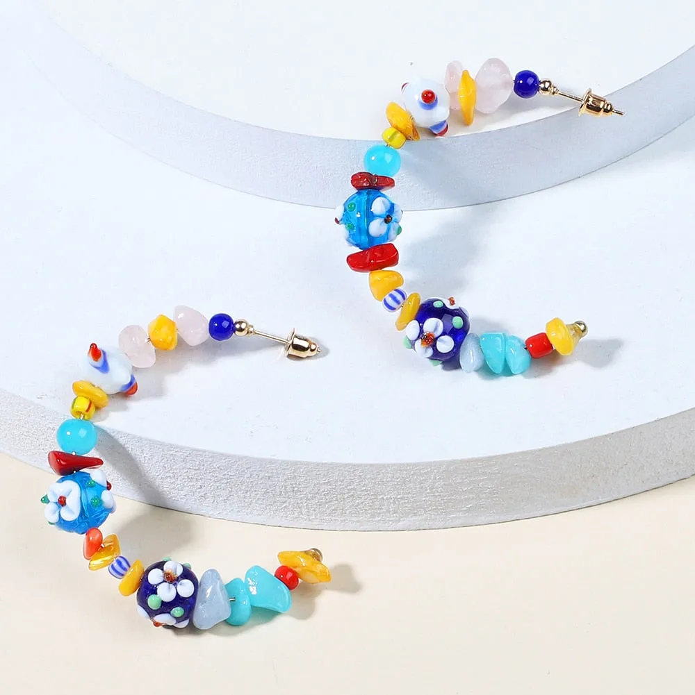 Fashion Colorful Handmade Circle Hoop Earrings For Women