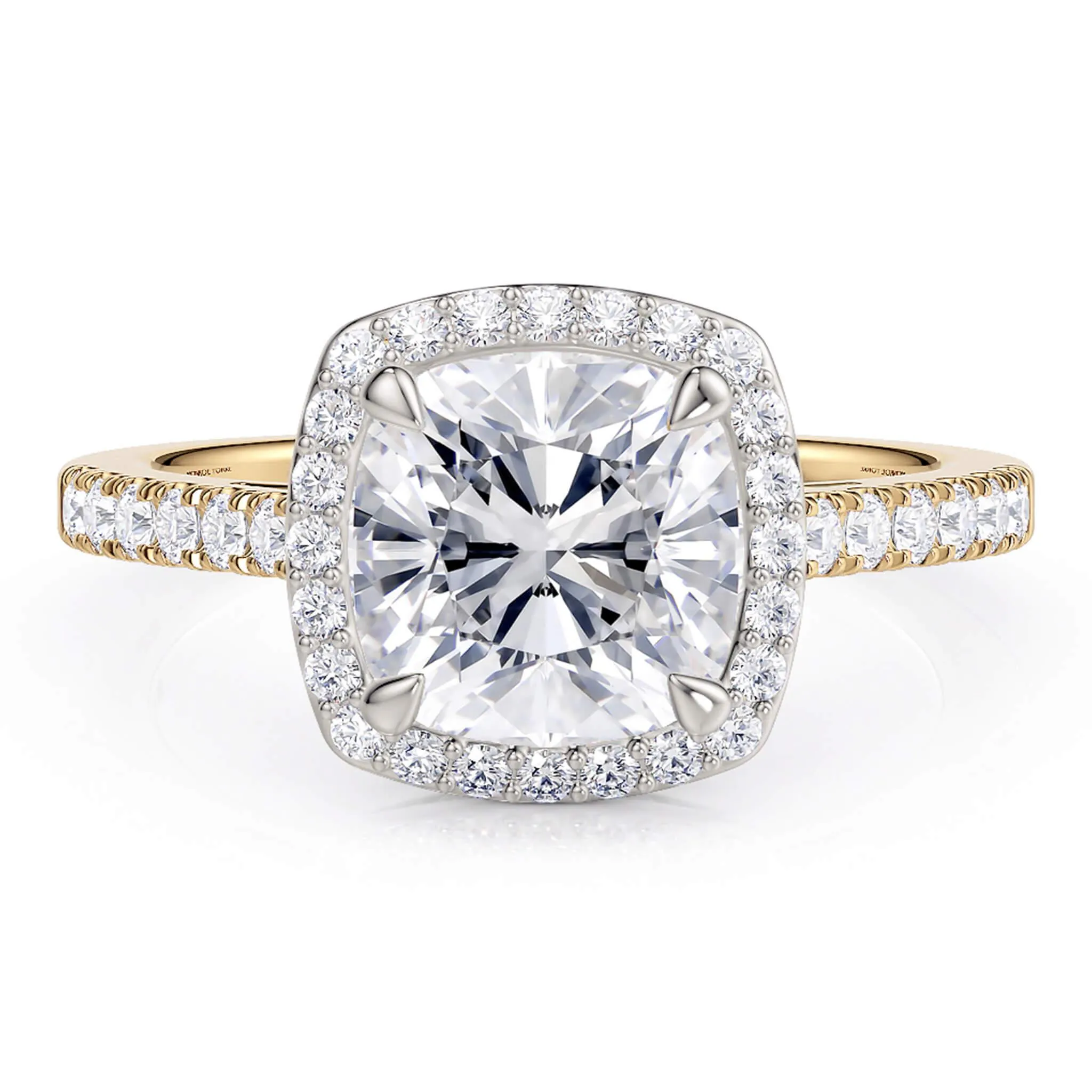 Frankie Gold Cushion Cut Diamond Halo Engagement Ring