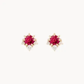 Full Moon Glow Diamond Ruby Earring (Gold)