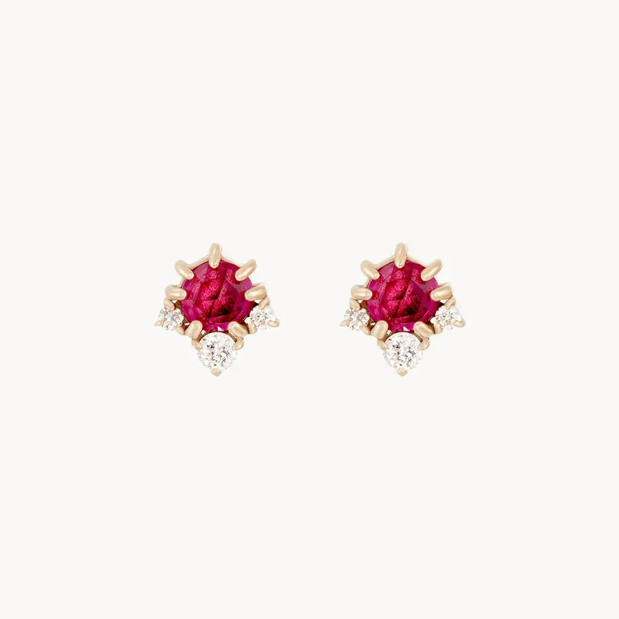 Full Moon Glow Diamond Ruby Earring (Gold)