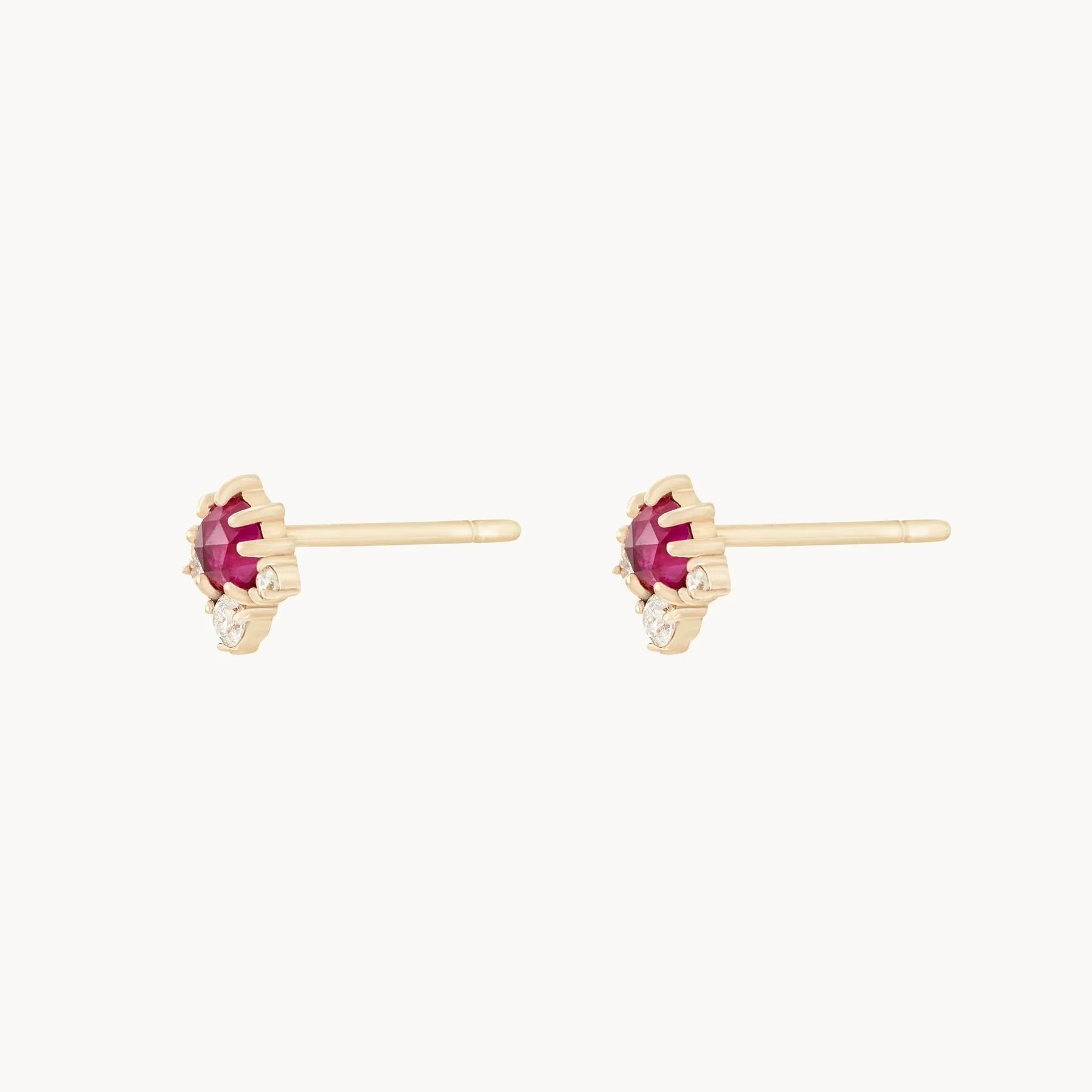 Full Moon Glow Diamond Ruby Earring (Gold)