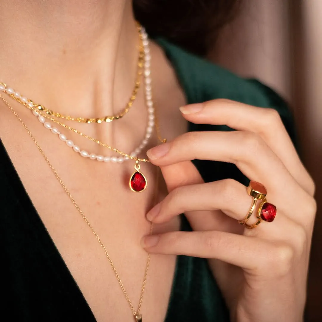 Garnet Cocktail Ring | Gold