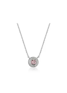 GEORGINI - MILESTONE MORGANITE HALO PENDANT SILVER NECKLACE