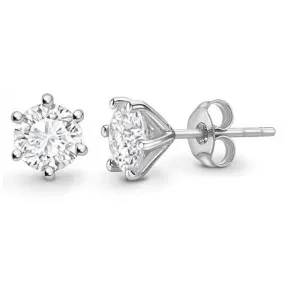 GIA 950 Platinum Round Brilliant Cut Diamond Stud Earrings 0.60 To 1.00 CTW- E/VVS1