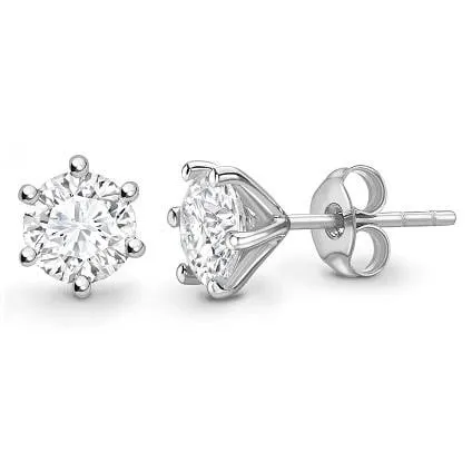 GIA 950 Platinum Round Brilliant Cut Diamond Stud Earrings 0.60 To 1.00 CTW- E/VVS1