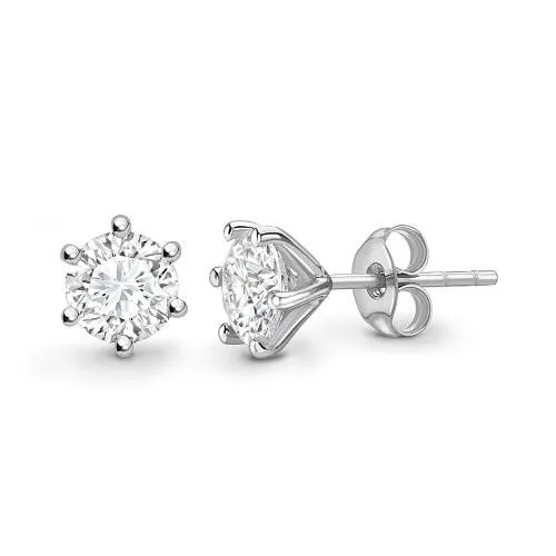 GIA 950 Platinum Round Brilliant Cut Diamond Stud Earrings 0.60 To 1.00 CTW- E/VVS1