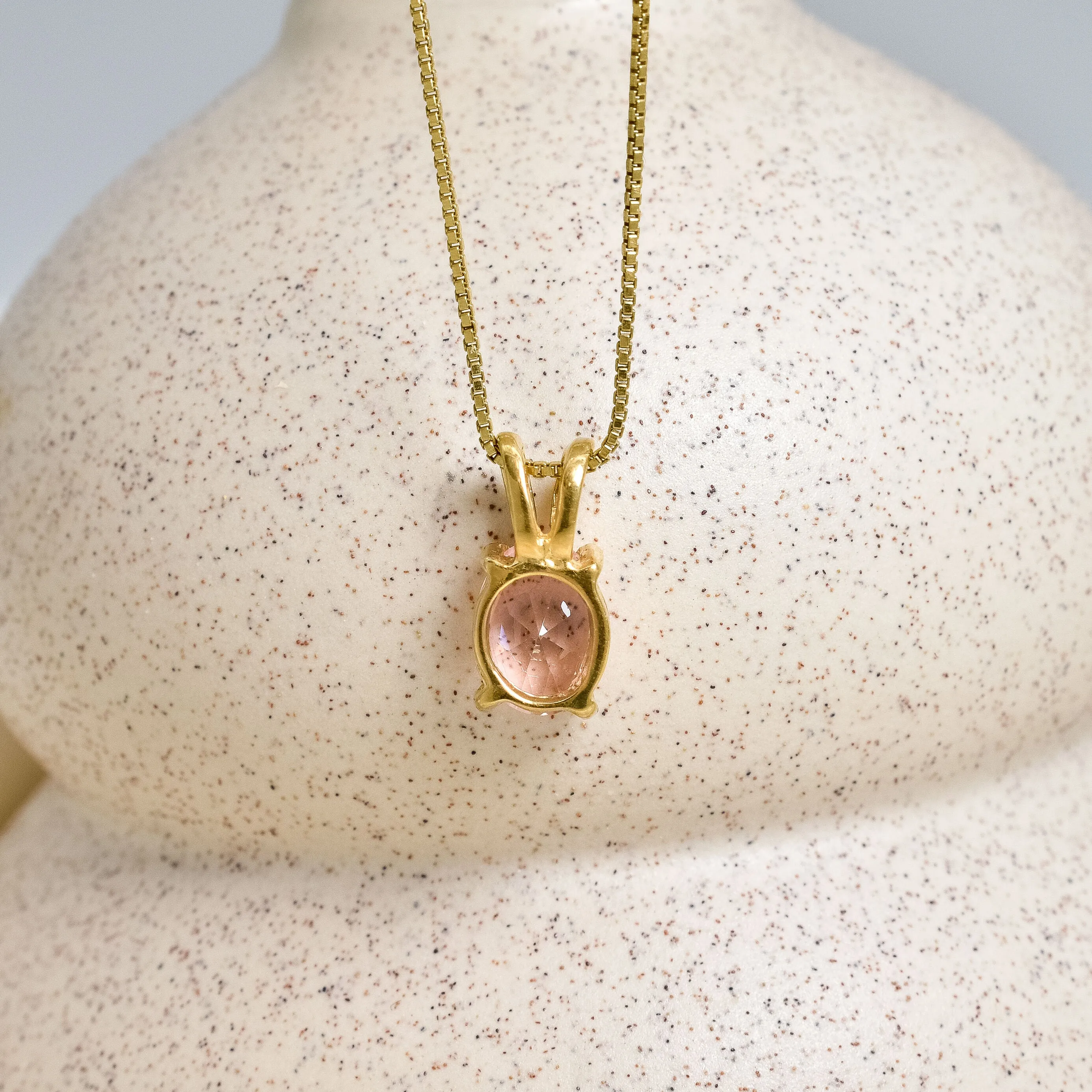 Gold Morganite Necklace - Pink Diamond Pendant - Dainty Solitaire Necklace