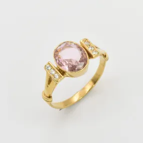 Gold Morganite Ring - Pink Engagement Ring, Pink Diamond Ring