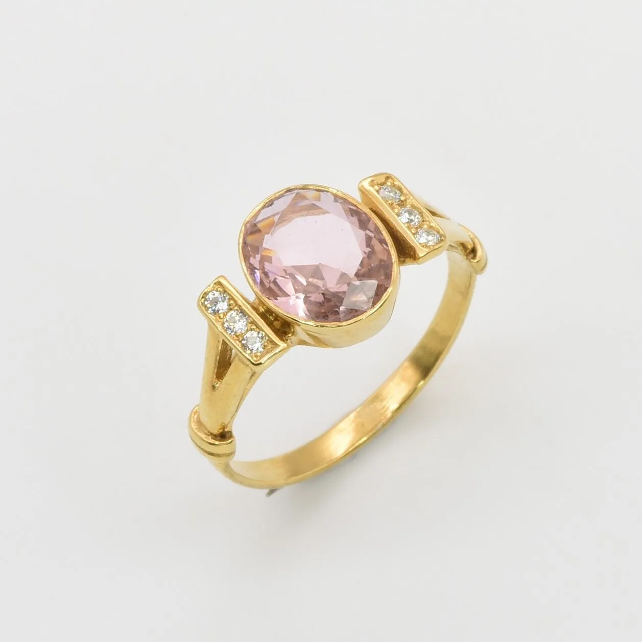 Gold Morganite Ring - Pink Engagement Ring, Pink Diamond Ring