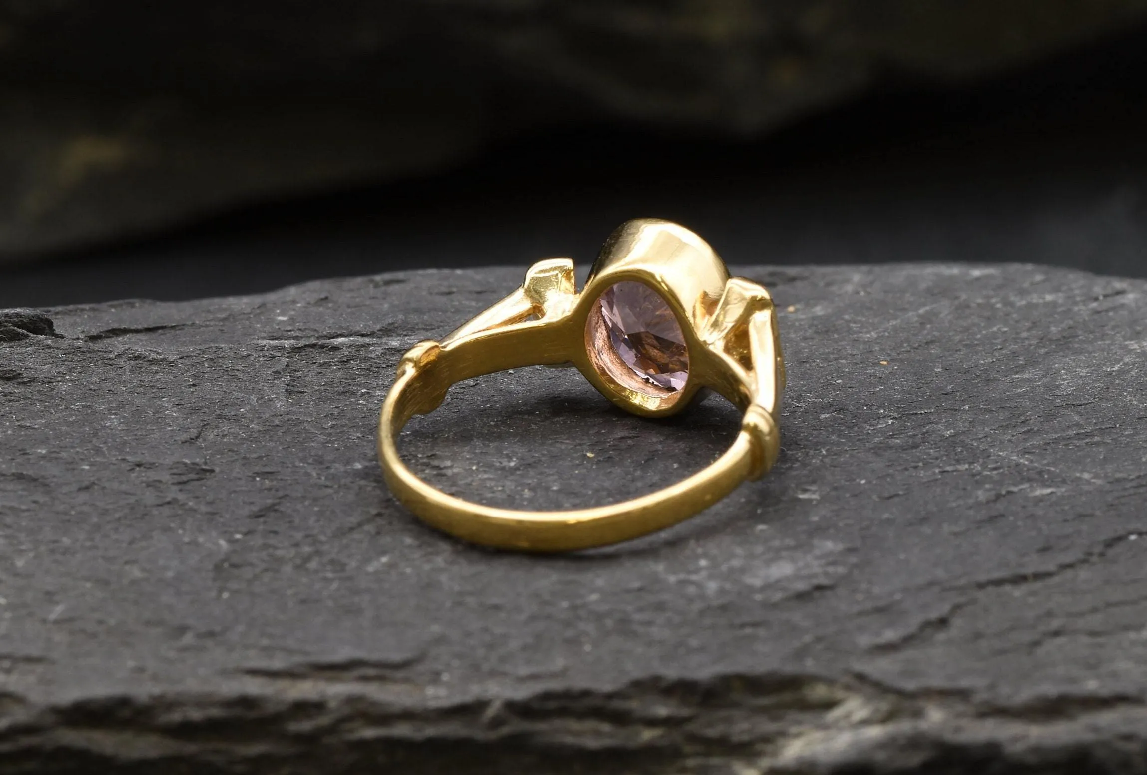 Gold Morganite Ring - Pink Engagement Ring, Pink Diamond Ring