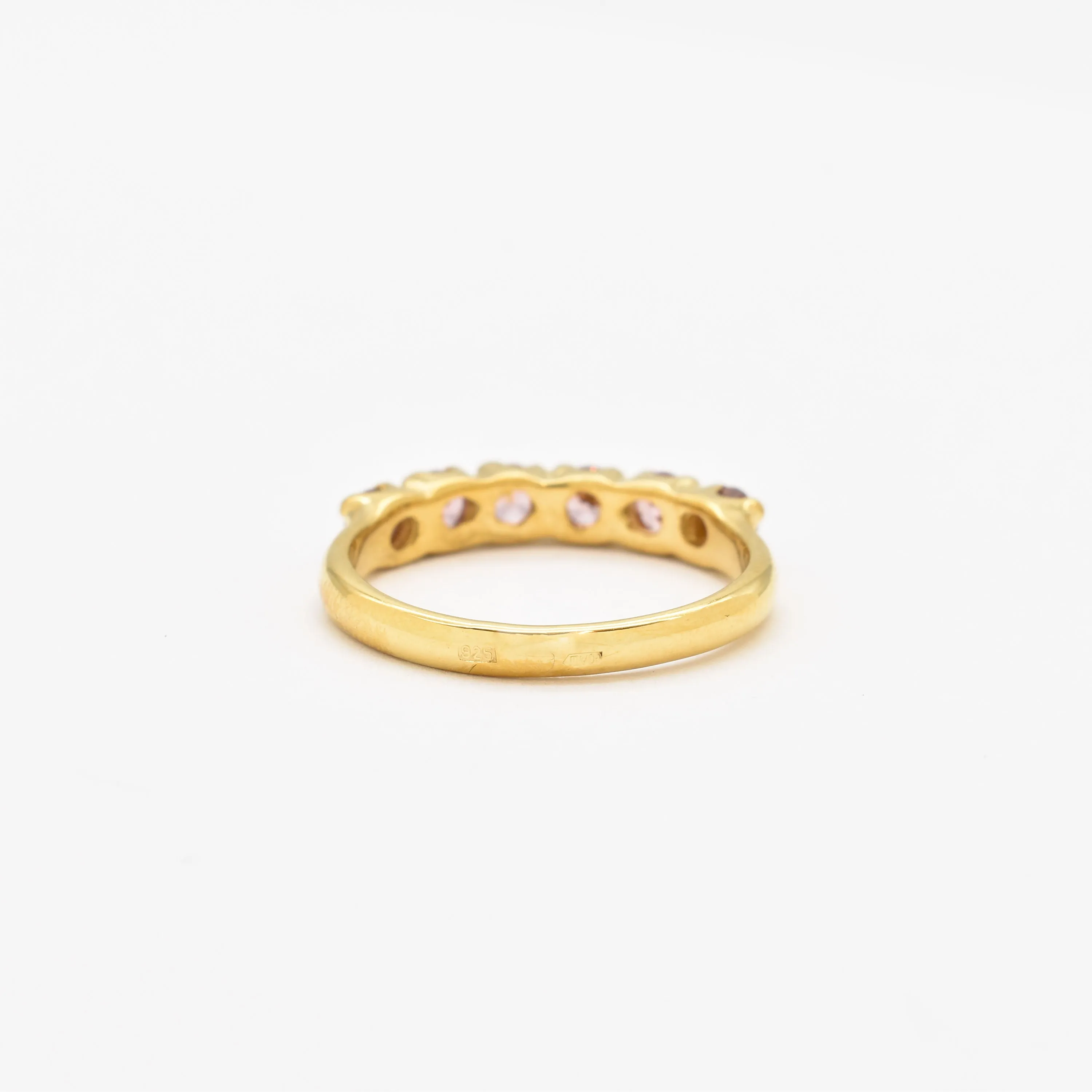 Gold Morganite Ring - Pink Stackable Band - Half Eternity Ring