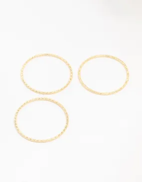 Gold Plated Brass Texture Bangle 3-Pack