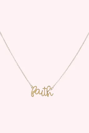 Gold Plated Rolo Chain Necklace with Cursive "Faith"