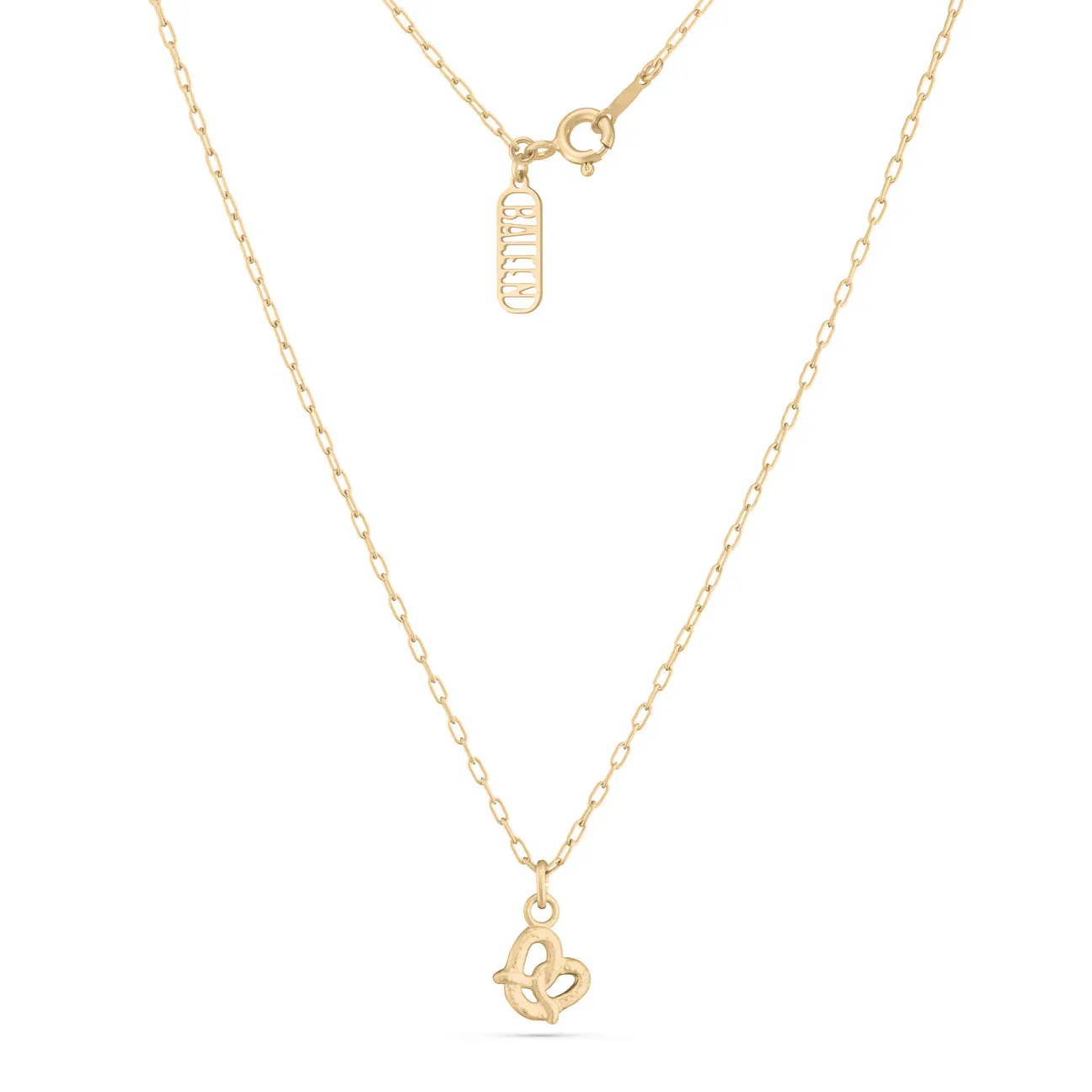 Gold Pretzel Charm Necklace