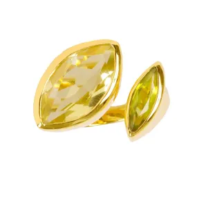 Gold Ring Citrine Peridot Celestine
