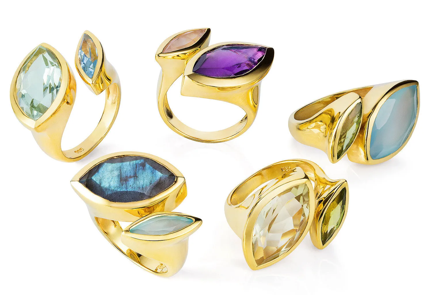 Gold Ring Citrine Peridot Celestine
