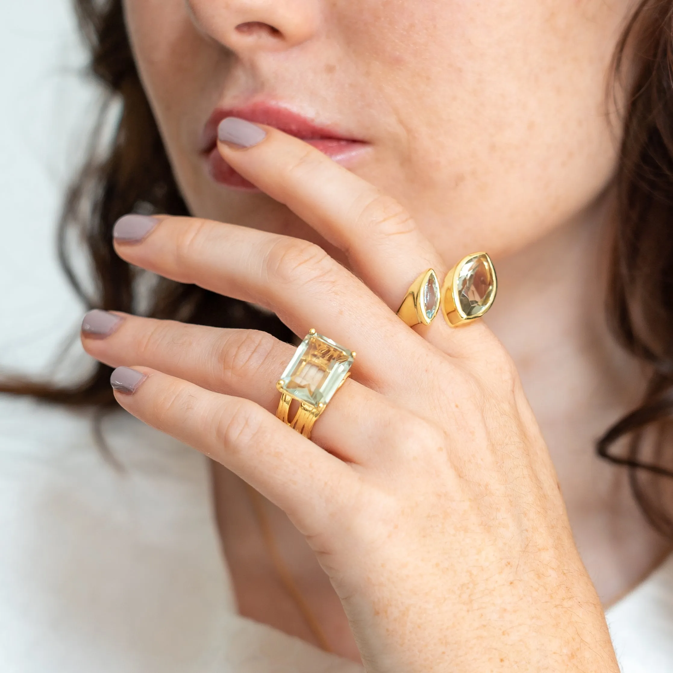 Gold Ring Citrine Peridot Celestine