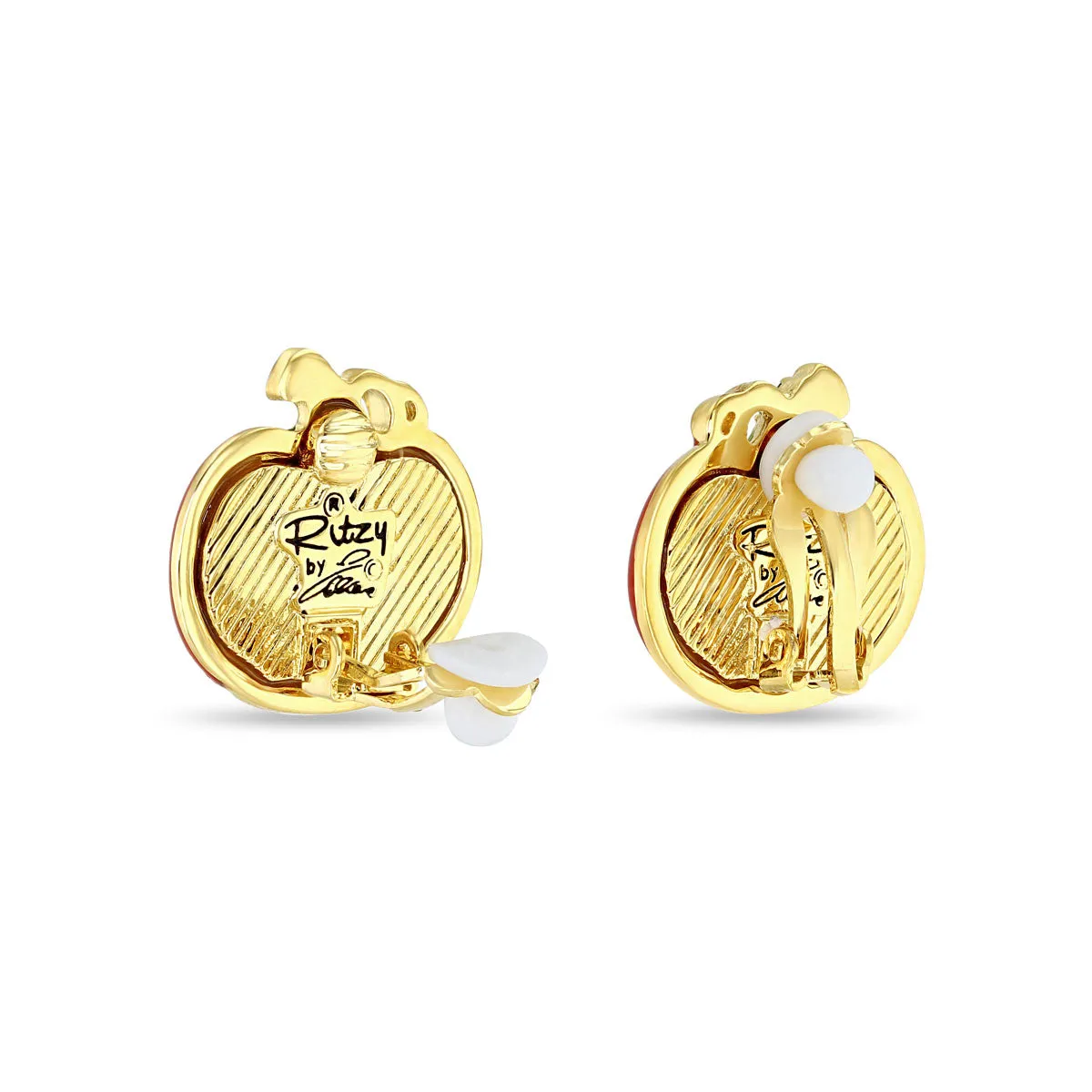 Halloween Jack O' Lantern Pumpkin Earrings-Ritzy Couture DeLuxe -18k Gold Plated