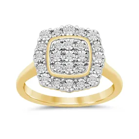 Halo Square Look Ring with 0.10ct of Diamonds in 9ct Yellow Gold