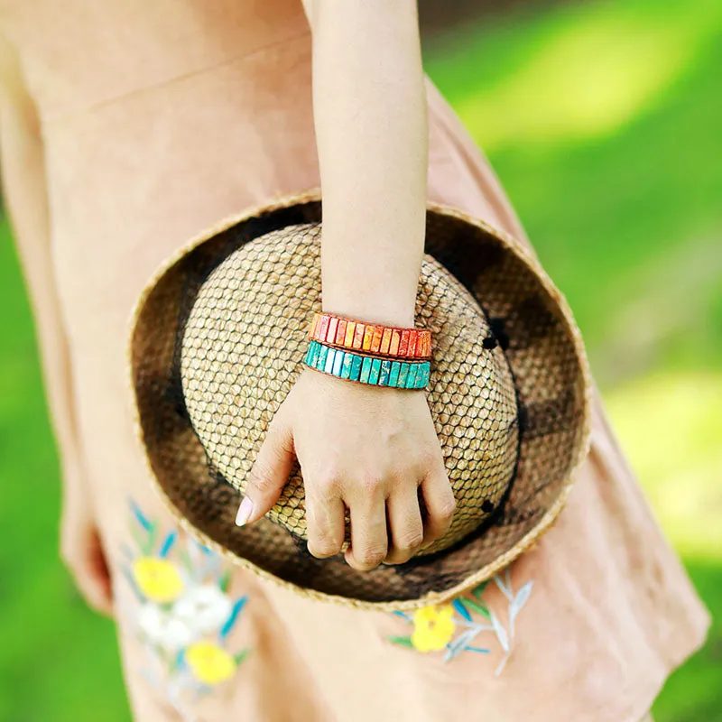 Handmade Multi Color Natural Stone strand Bracelets, Evoke your inner Chakra