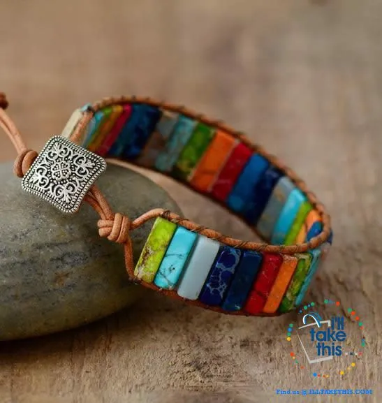 Handmade Multi Color Natural Stone strand Bracelets, Evoke your inner Chakra