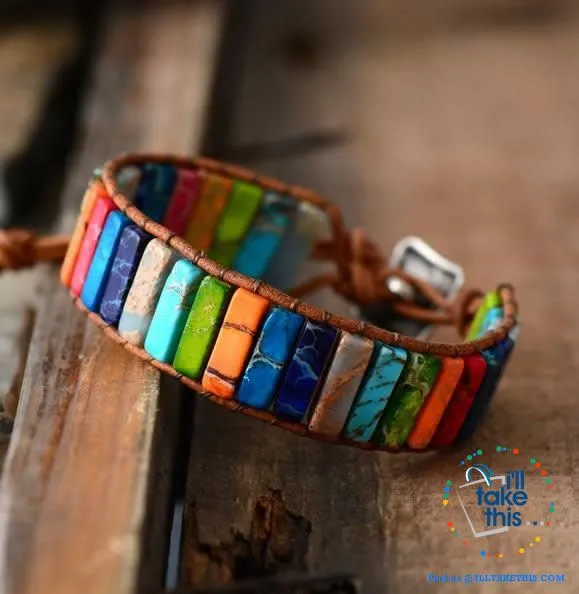 Handmade Multi Color Natural Stone strand Bracelets, Evoke your inner Chakra