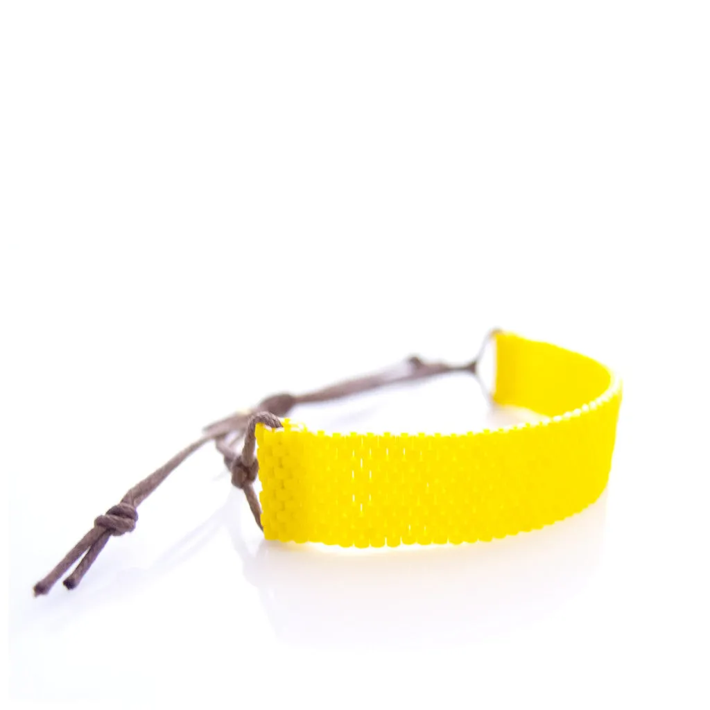 Happy Cord Yellow Beaded Bracelet