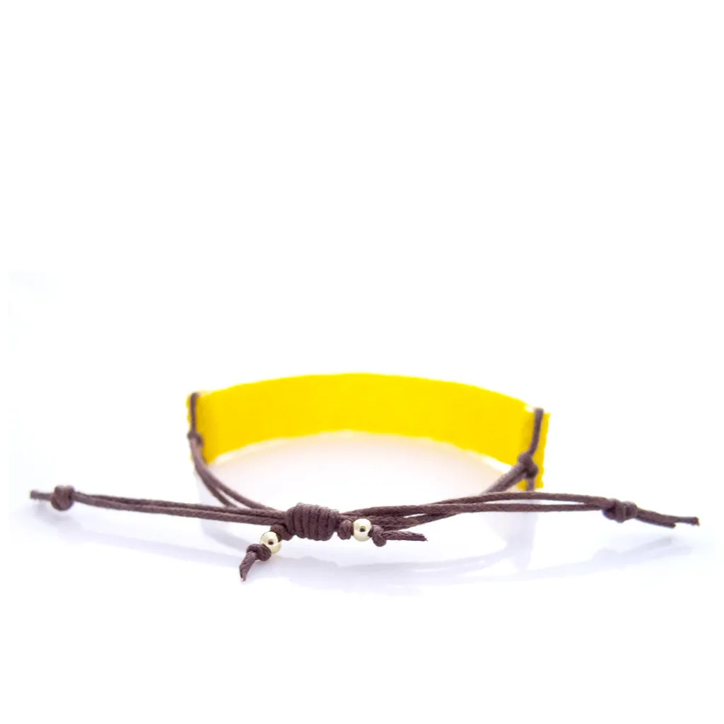 Happy Cord Yellow Beaded Bracelet